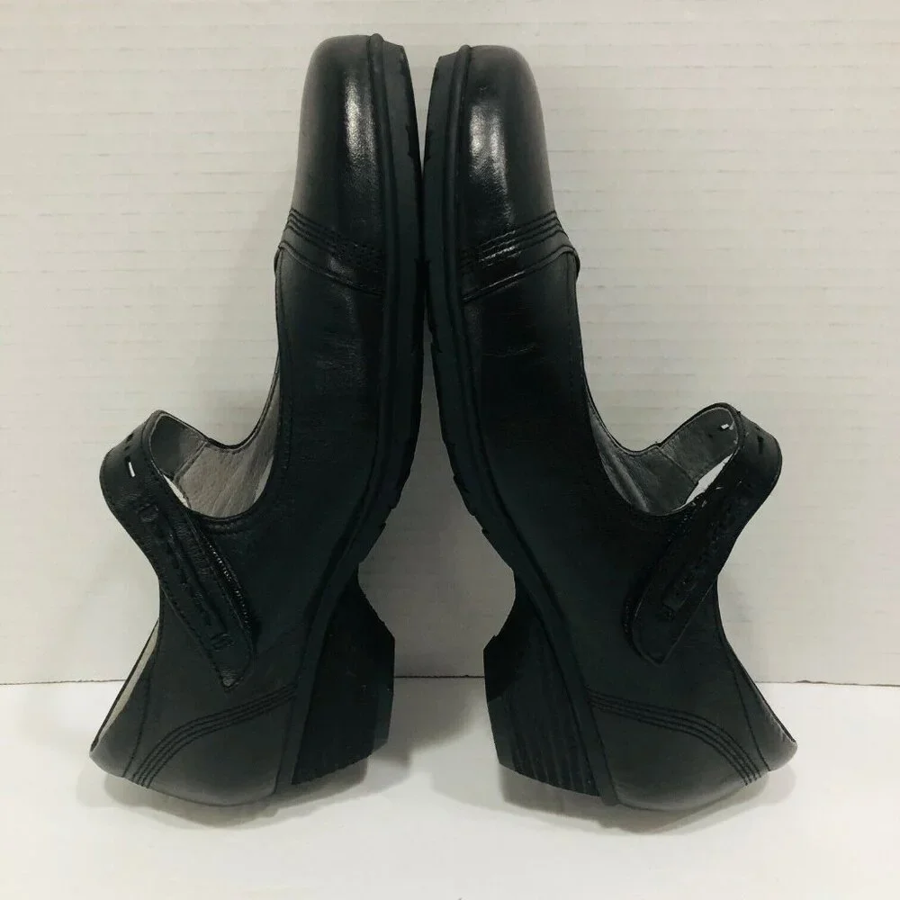 Abeo Black Mary Jane Shoes Women 8N Leather Whimsigoth Minimalist Goth‎ Witchy